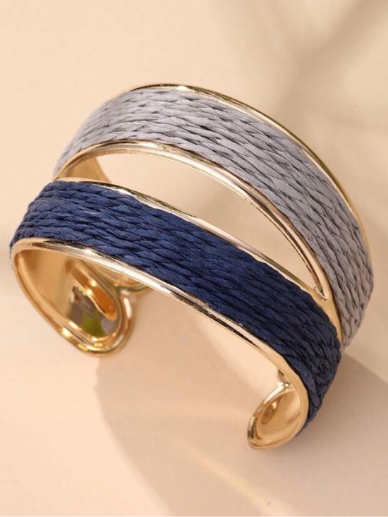 Unbranded Jewelry - Gold-Tone Navy and Light Blue Woven Cuff Bracelet